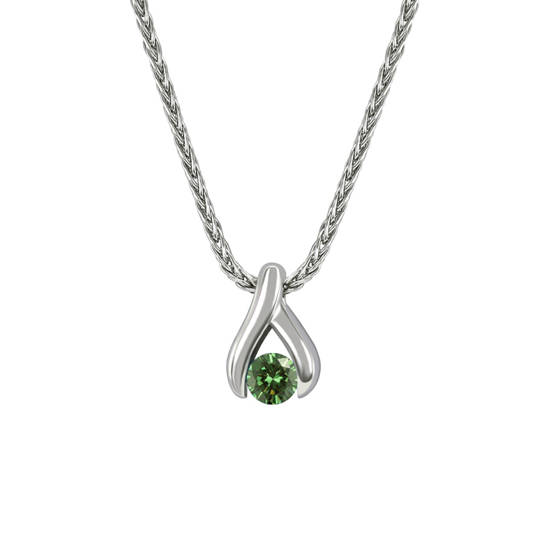 Platinový náhrdelník so zeleným diamantom