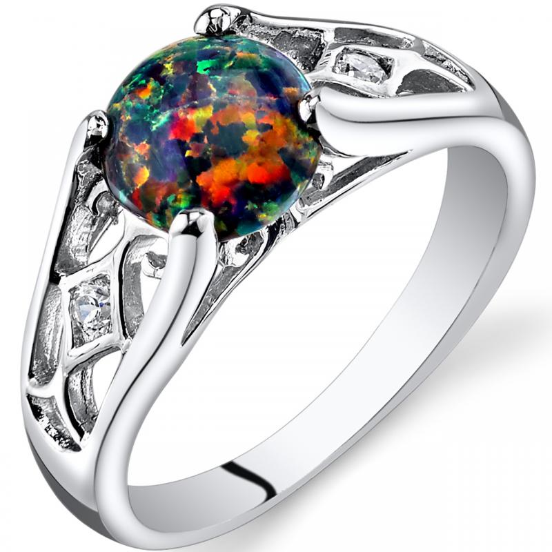 Strieborný prsteň s čiernym opálom