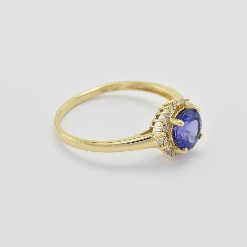 Tanzanitový zlatý prsteň s diamantmi 31842
