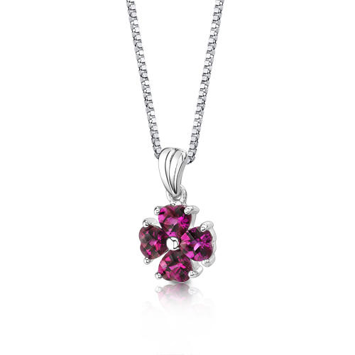 Kvetinový strieborný náhrdelník s rubínmi 3292