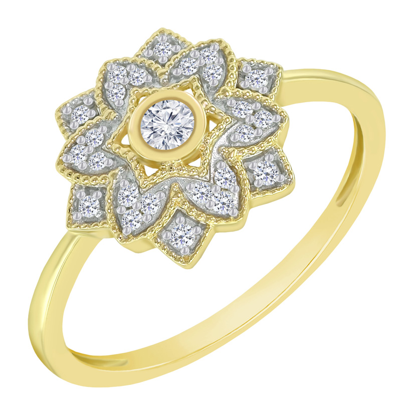 Zlatý prsteň s diamantovým květom
