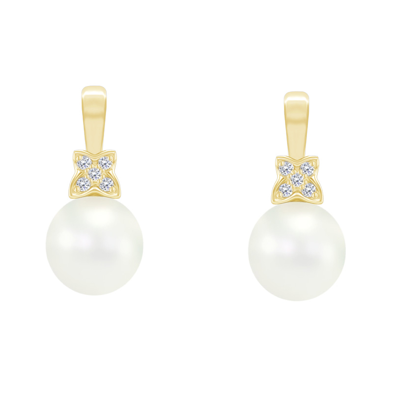 Zlaté perlové náušnice s diamantmi 41202