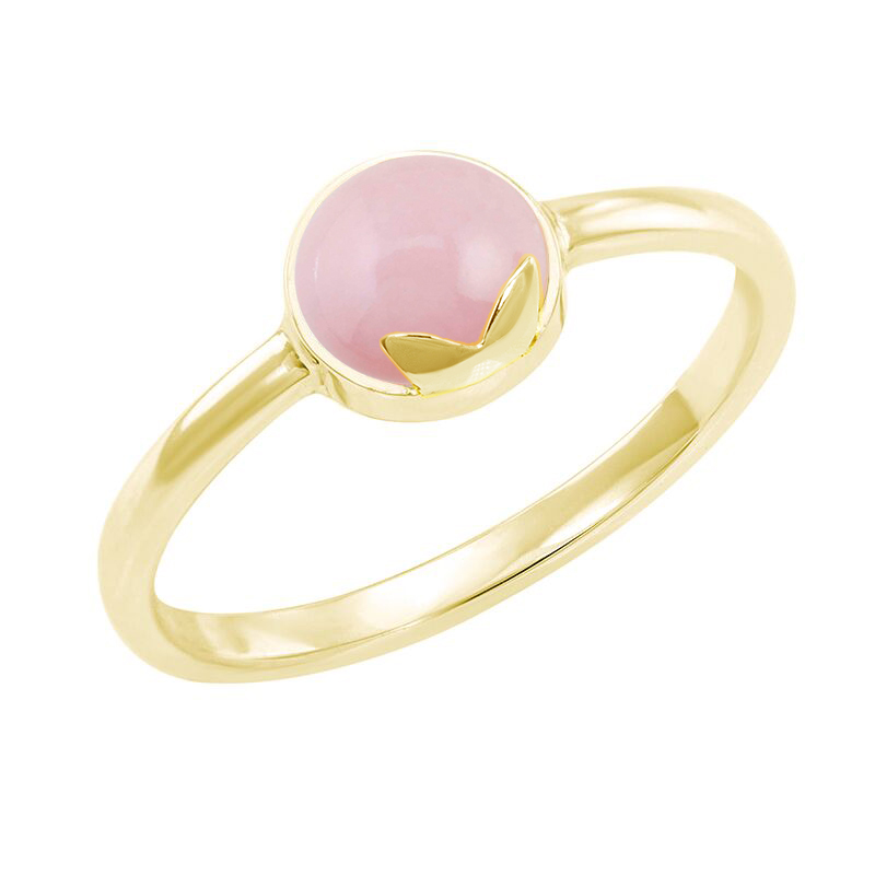 Prsten s cabochon růžovým opálom z bieleho zlata 44462