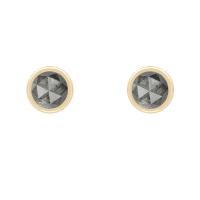 Zlaté bezel náušnice s 0.44ct salt'n'pepper diamantmi Vasska
