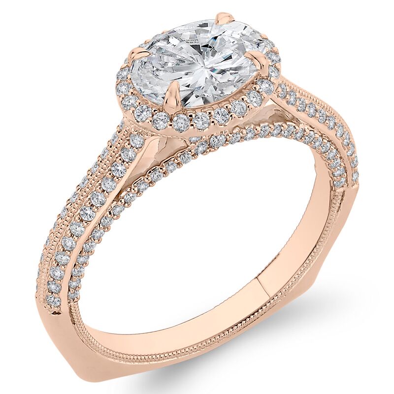 Zlatý halo zásnubný prsteň s diamantmi 46442