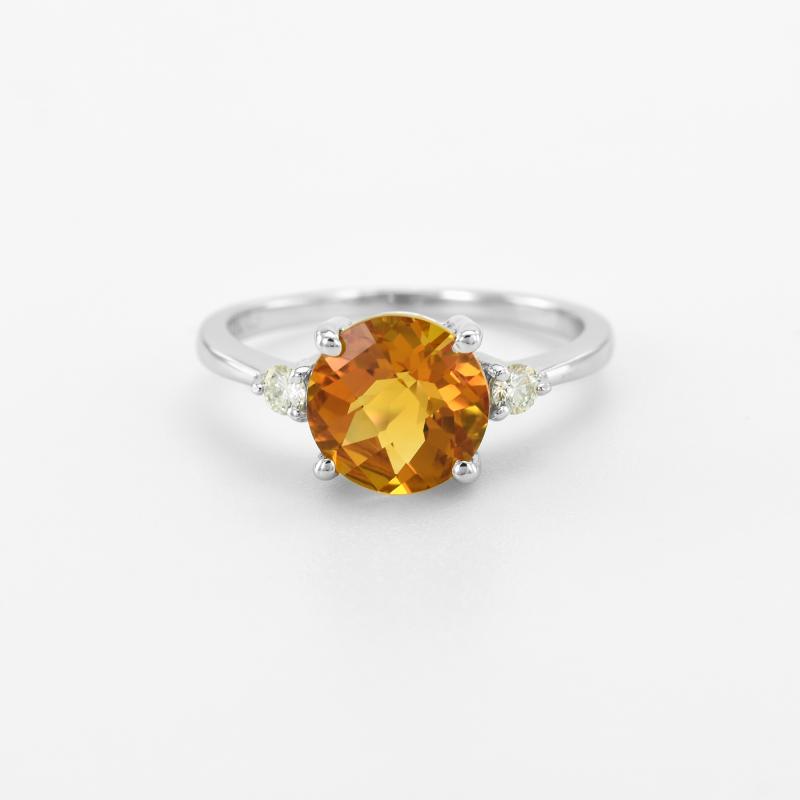 Prsteň s citrínom a diamantmi 46892