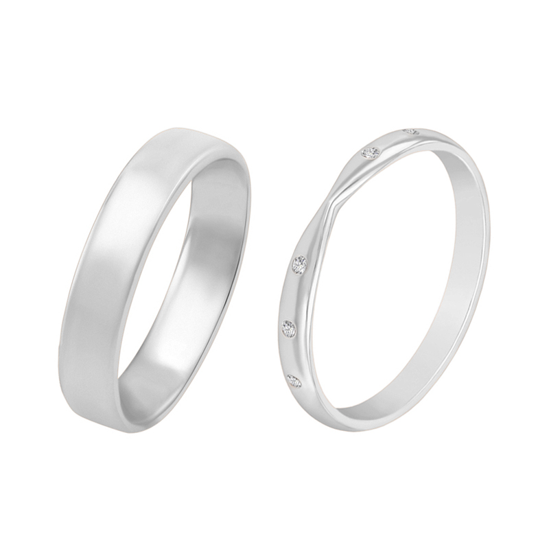 Zlaté svadobné prstene s eternity obrúčkou a komfortným prsteňom 47002
