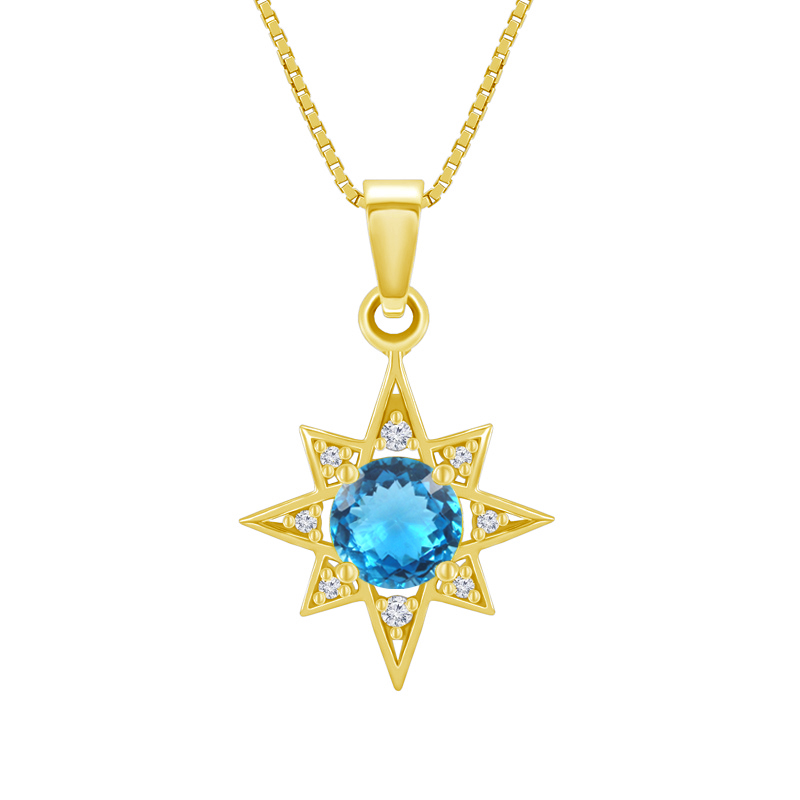 Strieborný náhrdelník s topásom a zirkónmi v tvare hviezdy Jenelle 47892