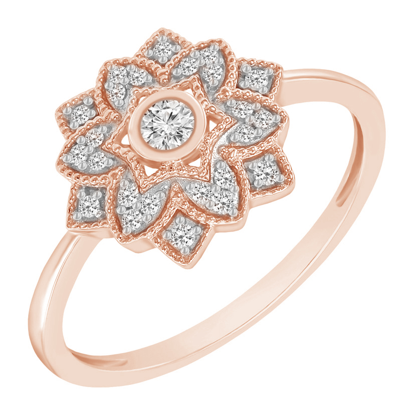 Zlatý prsteň s diamantovou kvetinou 48402