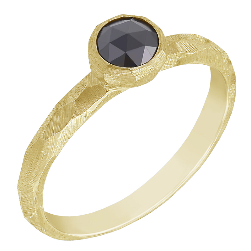 Zlatý prsteň s diamantom v rutovom bruse 51912
