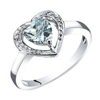 Zlatý prsteň s akvamarínovým srdcom a diamantmi Pasha