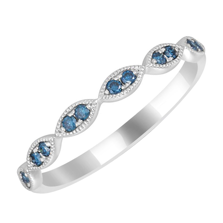 Nežný eternity prsteň zo zlata s modrými diamantmi