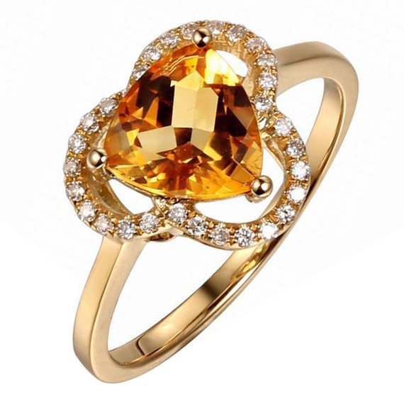 Citrínový prsteň s diamantmi