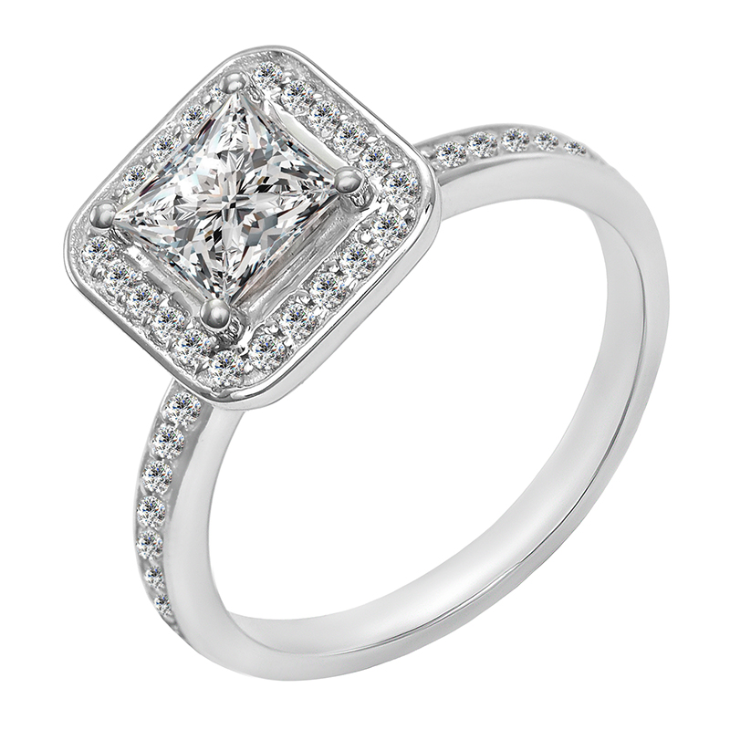 Zásnubný prsteň s diamantmi z bieleho zlata