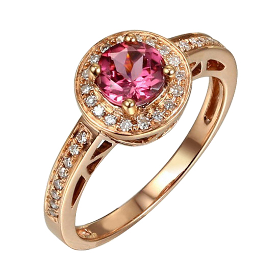 Zlatý prsteň s ružovým turmalínom