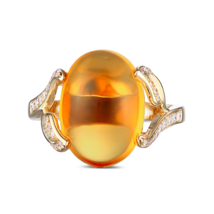 Citrínový zlatý prsteň s diamantmi Denetra 6112