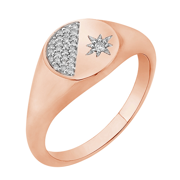 Pečetní prsten s hvězdou diamanty