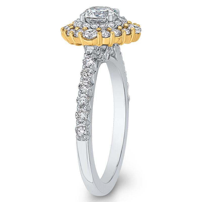 Diamantový halo prsteň z bieleho a žltého zlata