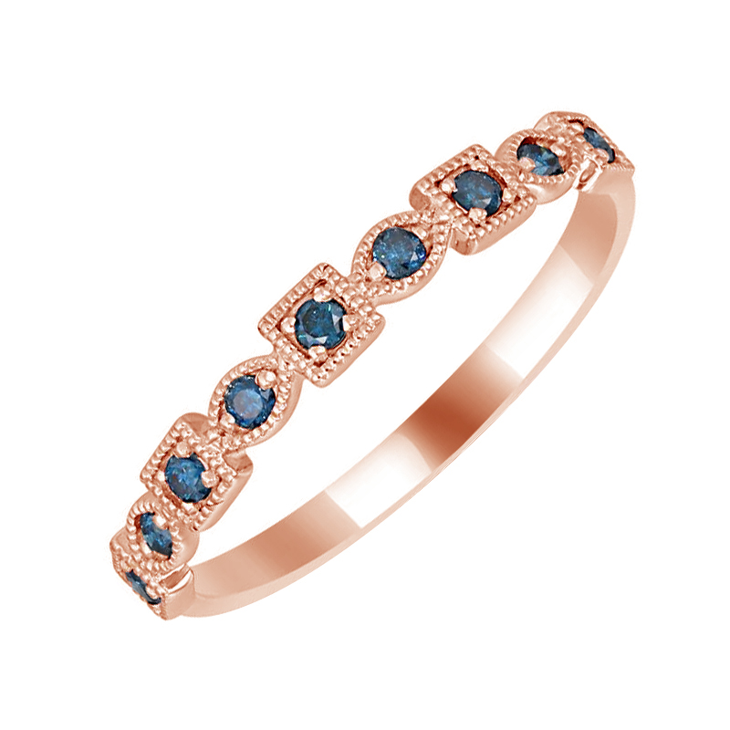 Prsteň z růžového zlata s modrými diamantmi 69712