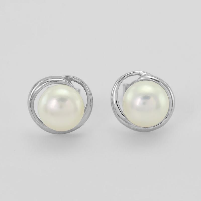 Strieborné perlové náušnice 70012