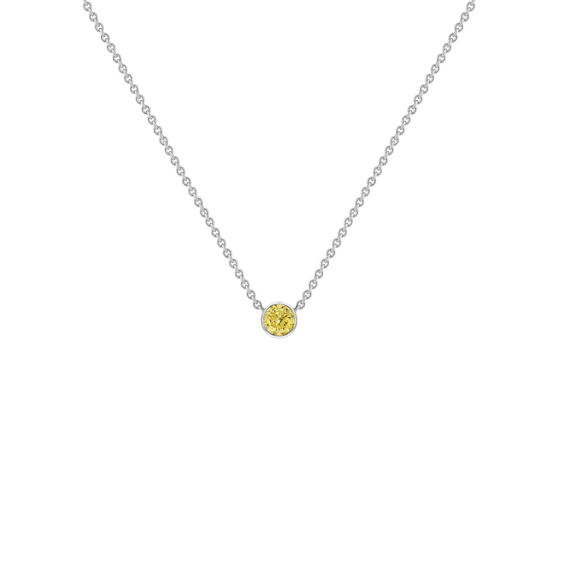 Platinový minimalistický náhrdelník so žltým diamantom Zengo