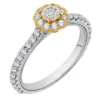 Zlatý halo zásnubný prsteň s diamantovým kvetom Alonna