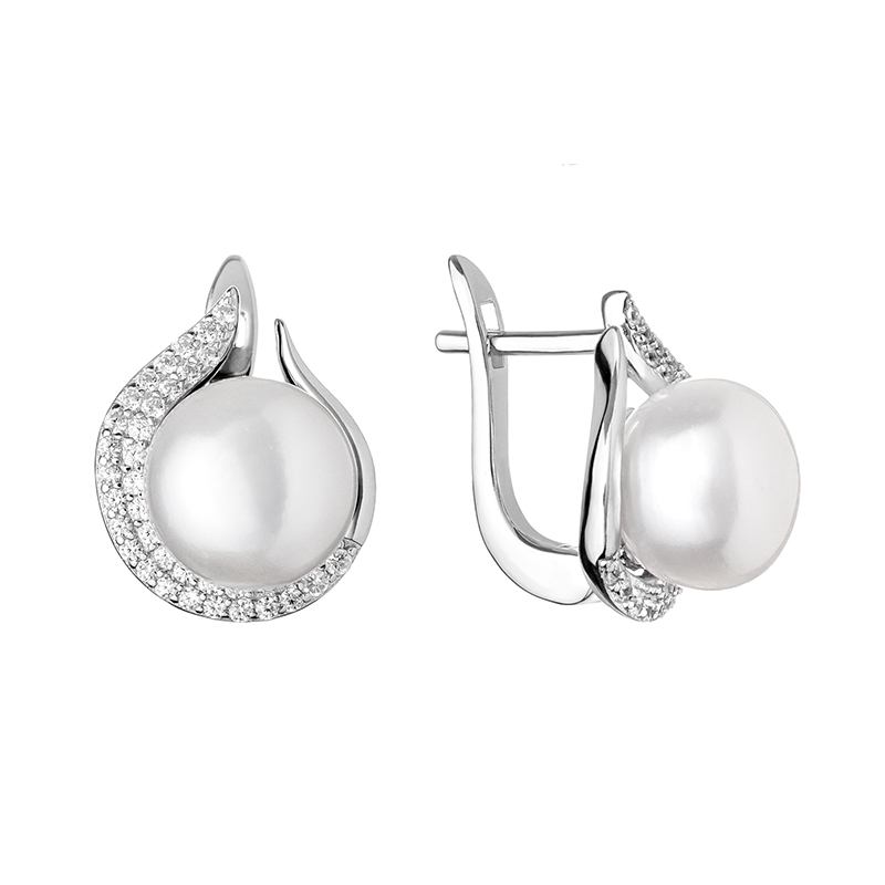 Strieborné perlové náušnice