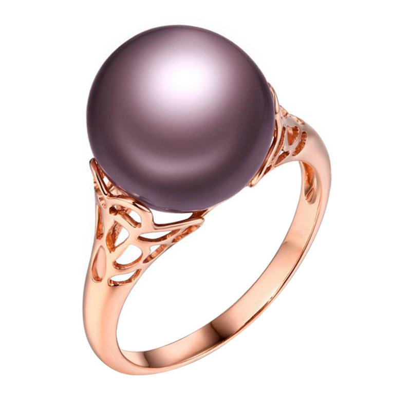 Luxusný zlatý prsteň s fialovou perlou Demure