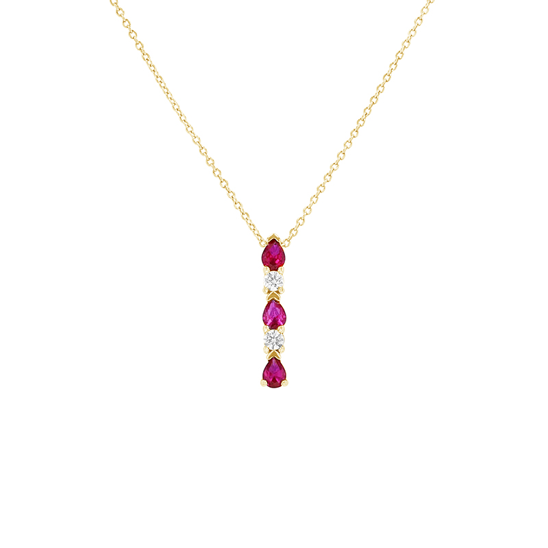 Elegantný náhrdelník s diamantmi a rubínmi zo žltého zlata 79692