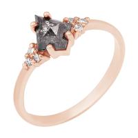 Jedinečný prsteň so salt and pepper diamantom z ružového zlata Juno