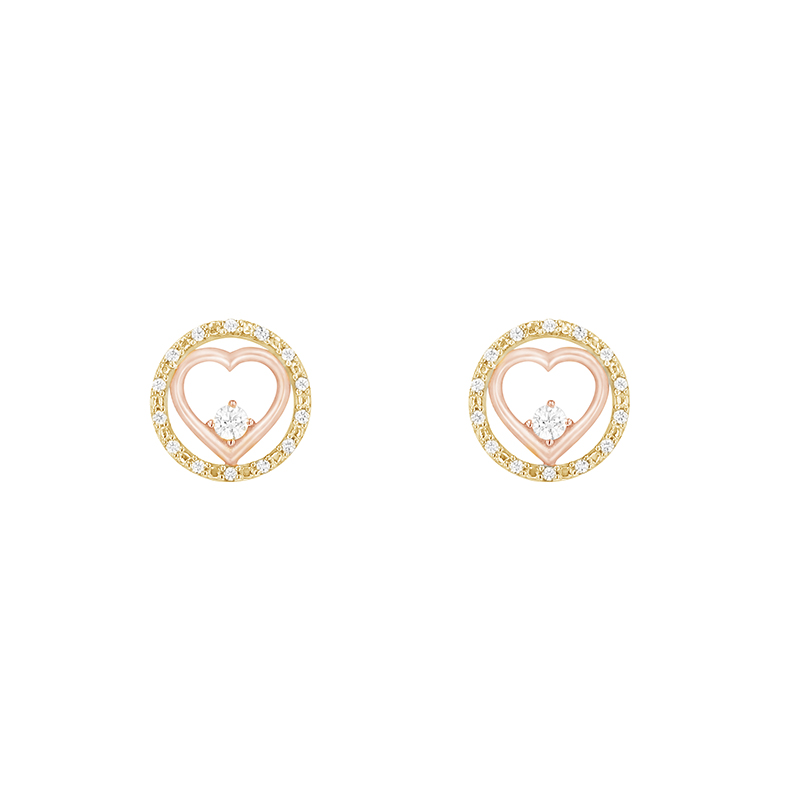 Romantické náušnice s diamantmi z ružového a žltého zlata 80612