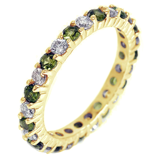 Zlatý prsteň s olivinmi a diamantmi 80652