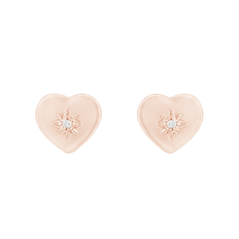 Náušnice v tvare srdce s diamantmi z ružového zlata 81392