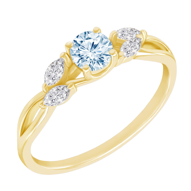 Zlatý prsteň s akvamarínom a diamantmi 82362