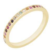 Zlatý eternity prsteň s drahokamami vo farbe dúhy Queer