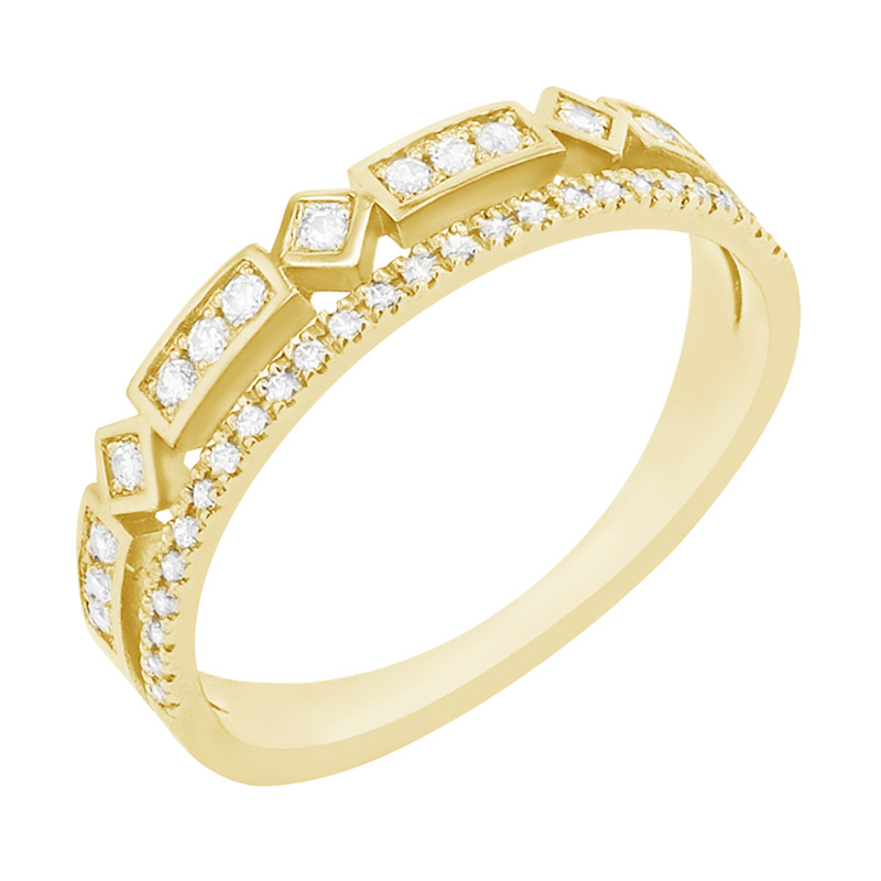 Trendy zlatý prsteň s diamantmi zo zlata 84352