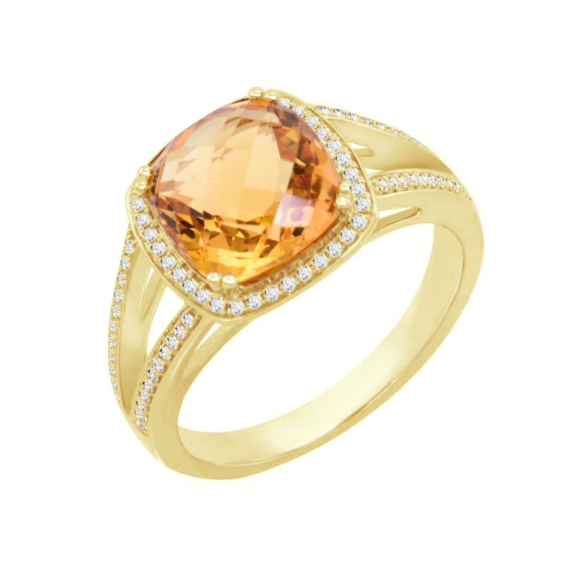 Zlatý prsteň s diamantmi a citrínom 86632