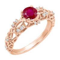 Vintage zásnubný prsteň s rubínom a diamantmi Charlotta