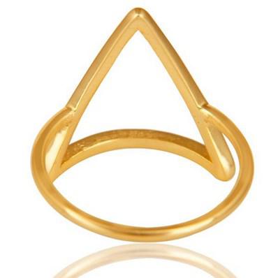 Strieborný pozlátený prsteň v tvare trojuholníka Tamzyke 8962