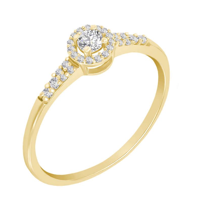 Zlatý halo prsteň s diamantmi 90952