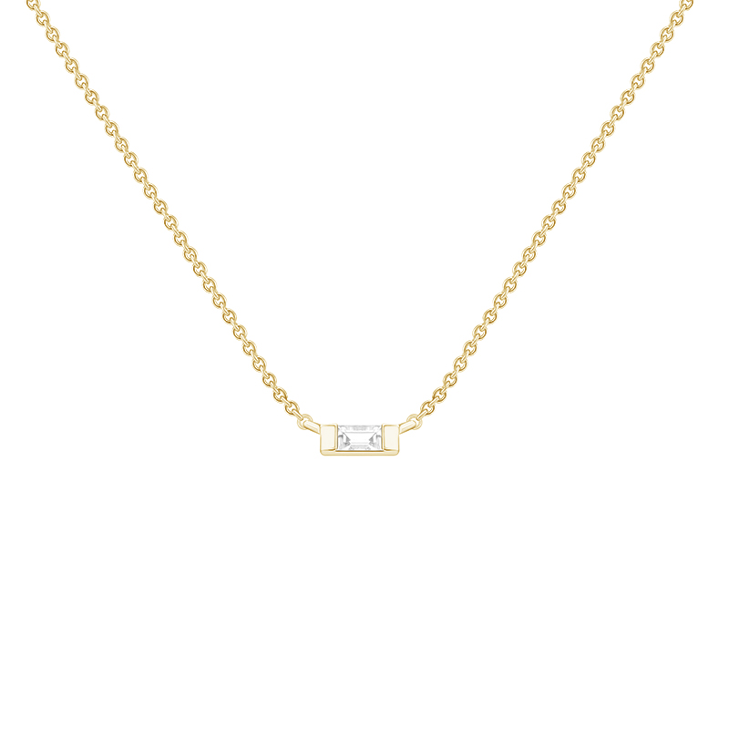 Zlatý náhrdelník s baguette zafírom Averie