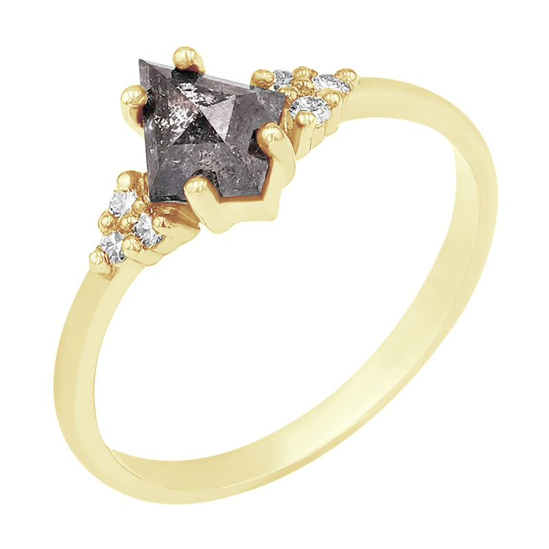 Jedinečný prsteň so salt and pepper diamantom z ružového zlata Juno 97512