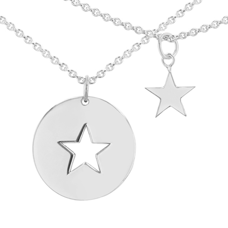 Set strieborných náhrdelníkov v tvare hviezdy pre dvoch Merlin 99562