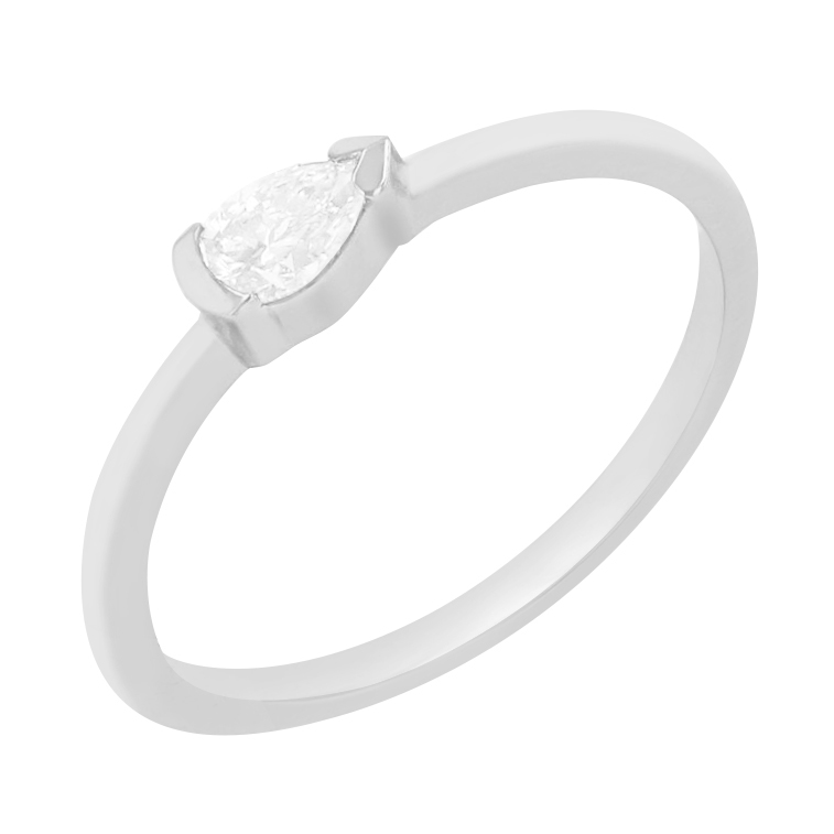 prsteň s pear 0.19ct IGI certifikovaným diamantom zo zlata 100283