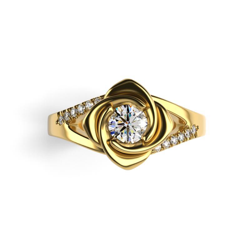 Zásnubný prsteň v tvare ruže s moissanitom a lab-grown diamantmi Luwe 100413