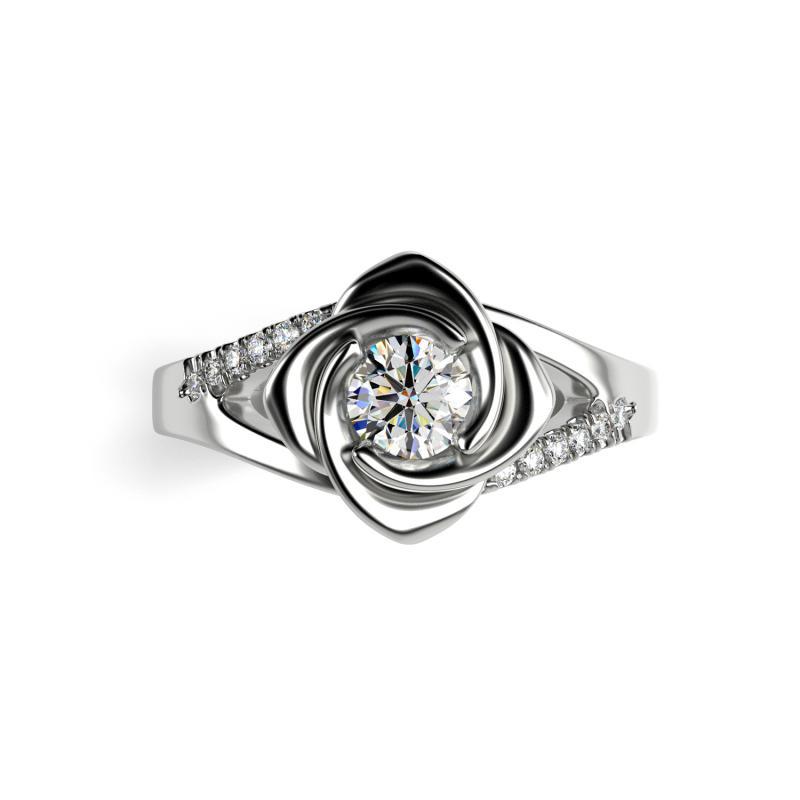 Zásnubný prsteň v tvare ruže s moissanitom a lab-grown diamantmi Luwe 100423