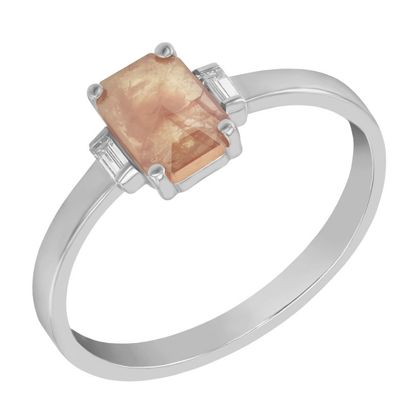 Zlatý prsteň s emerald a baguette diamantmi Casia 100733