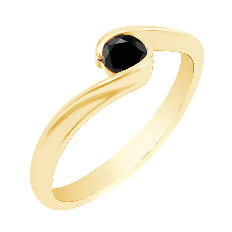 Zlatý prsteň s čiernym diamantom Reyra 101693