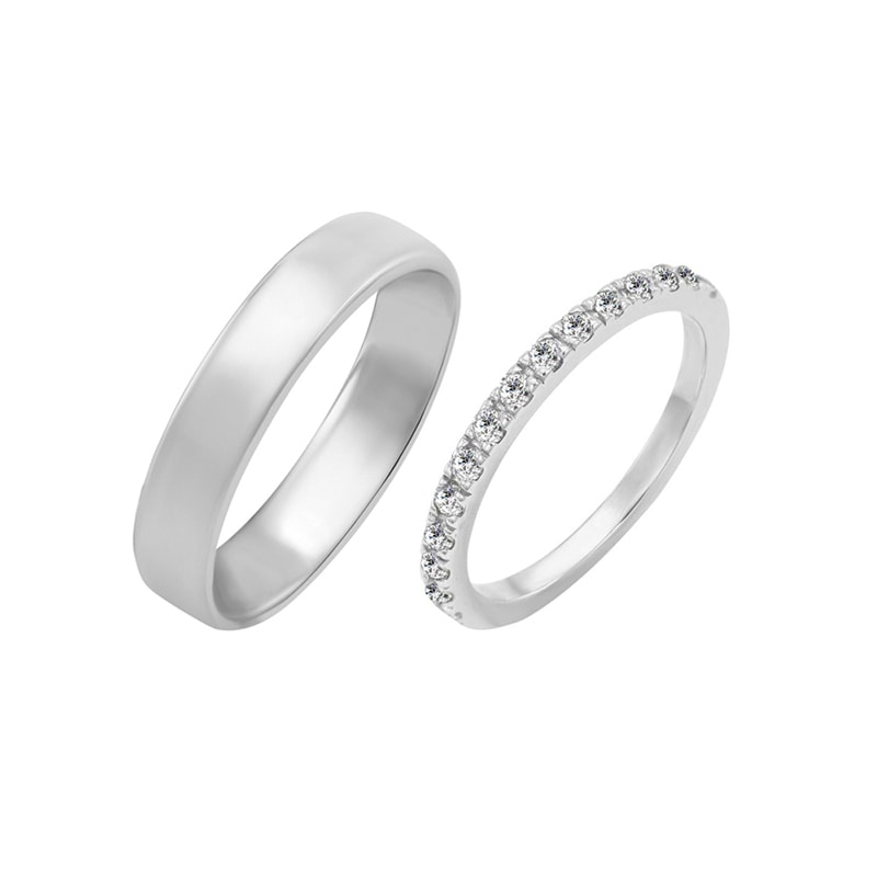 Eternity prsteň s lab-grown diamantmi a pánsky komfortný prsteň Milana 101923