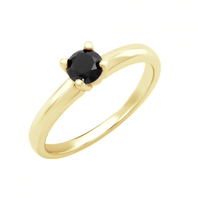 Zlatý zásnubný prsteň s čiernym diamantom Zondia 102473